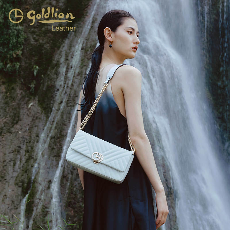 金利来女包2025新款真皮时尚单肩斜挎包高级轻奢链条通勤小方包潮,淘宝优惠券,粉丝福利购,淘宝优惠卷