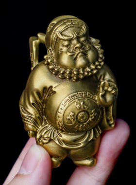 黄铜天师钟馗手把件解压随身摆件