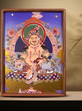 黄财神唐卡铜雕画摆台