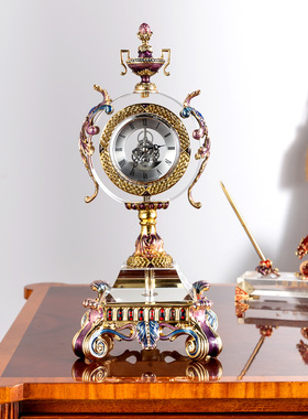 圣朗伦座钟珐琅彩办公室装饰摆件
