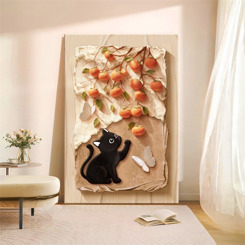 中古风装饰画玄关客厅画玫瑰猫咪复古高级感落地画沙发背景墙挂画,淘宝优惠券,粉丝福利购,淘宝优惠卷