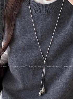 虎眼石水滴抽拉项链女2025新款