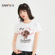 ເສື້ອຍືດສັ້ນ Sanfu 2026 summer street fashion cute puppy print round neck fitted top women's 524347