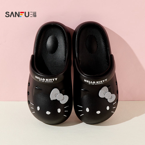 三福洞洞鞋女款HelloKitty凯蒂猫可爱外穿勃肯凉鞋拖鞋新款854654 - 图2