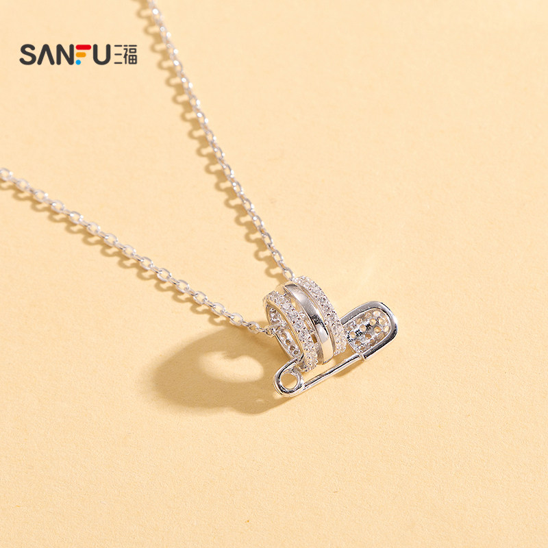 三福925银高奢银闪短项链单条 都市气质首饰配饰链条852160,淘宝优惠券,粉丝福利购,淘宝优惠卷