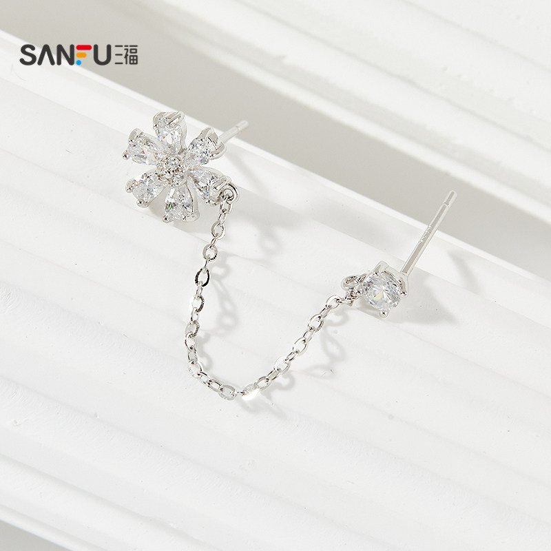 三福925银休闲时尚双耳洞耳钉单个 个性首饰配饰耳环845486,淘宝优惠券,粉丝福利购,淘宝优惠卷