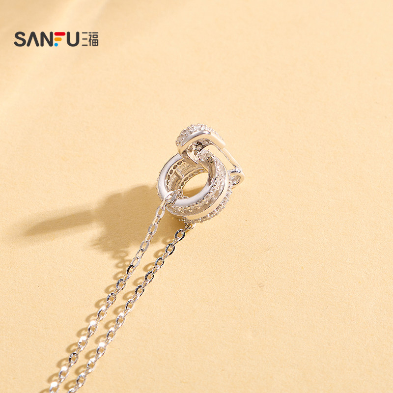 三福925银高奢银闪短项链单条 都市气质首饰配饰链条852160,淘宝优惠券,粉丝福利购,淘宝优惠卷