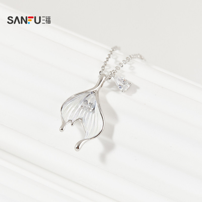 三福925银涂漆花园短项链单条 优雅气质首饰配饰链条,淘宝优惠券,粉丝福利购,淘宝优惠卷