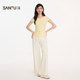 Sanfu ແມ່ຍິງ Summer Henley Collar ເສື້ອທີເຊີດແຂນສັ້ນຄົນອັບເດດ: ຄົນອັບເດດ: ງ່າຍດາຍ Casual Slim ດຽວທາງເທີງ 524694
