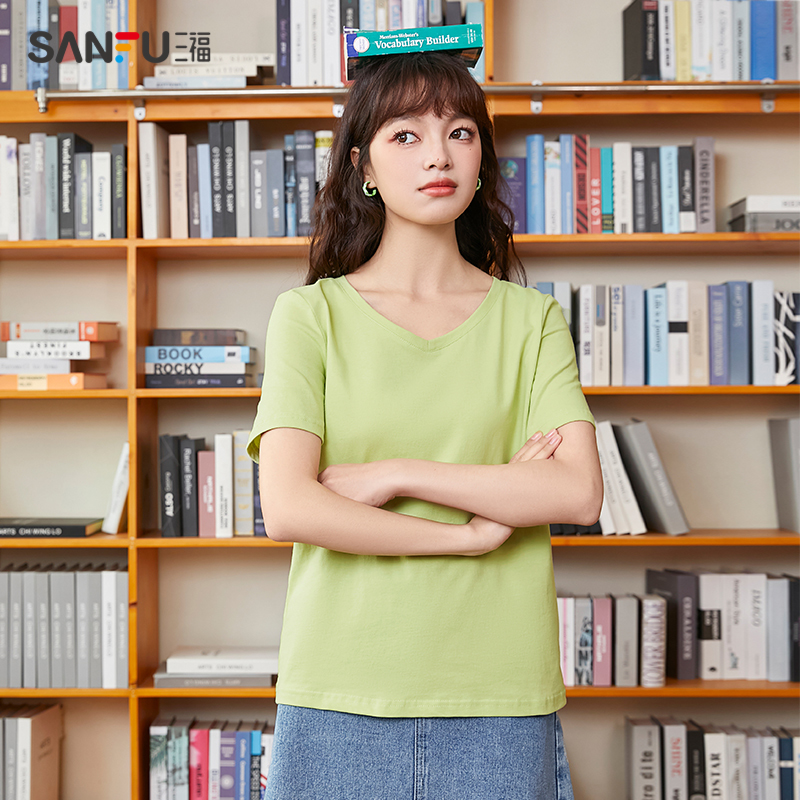 三福短袖2023夏季新款宽松正肩t恤 三福服饰T恤
