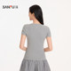 Sanfu ແມ່ຍິງ Summer Henley Collar ເສື້ອທີເຊີດແຂນສັ້ນຄົນອັບເດດ: ຄົນອັບເດດ: ງ່າຍດາຍ Casual Slim ດຽວທາງເທີງ 524694
