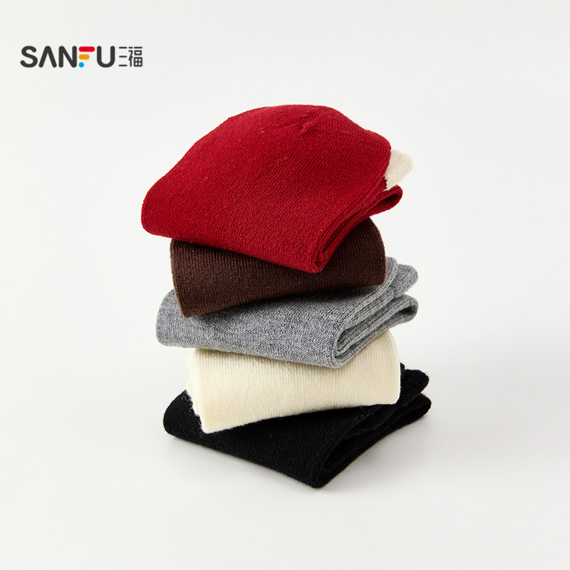 三福 女短筒袜单双装 甜美毛巾绣小熊柔软羊毛女袜袜子850605,淘宝优惠券,粉丝福利购,淘宝优惠卷