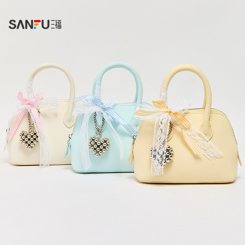 三福手提包夏季浪漫花园法式贝壳包蕾丝蝴蝶结柔软女包501460,淘宝优惠券,粉丝福利购,淘宝优惠卷