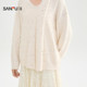 Sanfu pullover sweater women's 2025 new winter scarf streamer simple V-neck loose top women's 509081