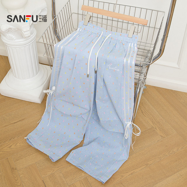 Sanfu ກາງເກງກະເປົ໋າແມ່ຍິງ 2026 ລະດູຮ້ອນ ballet ໃຫມ່ bow tie ວ່າງແອວສູງຂາກວ້າງເຄື່ອງນຸ່ງຫົ່ມຂອງແມ່ຍິງ