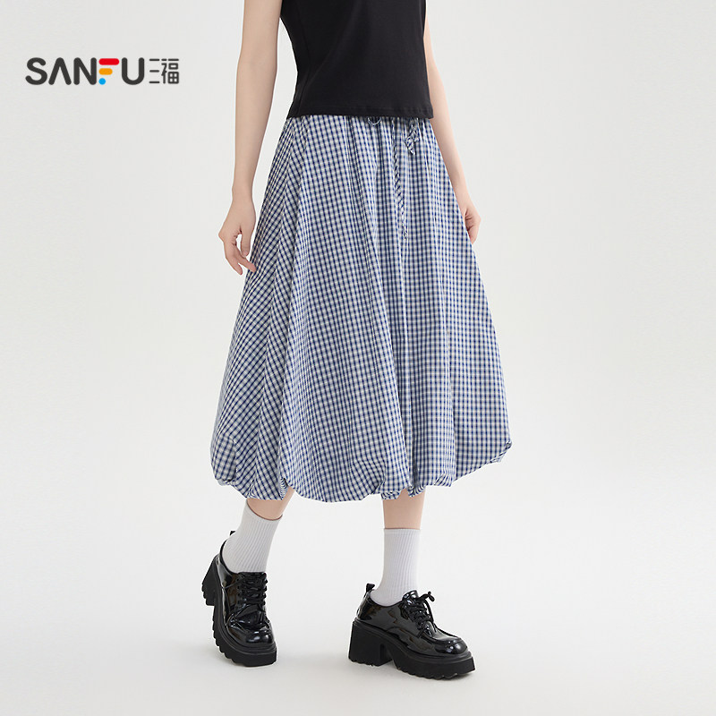 三福花苞半身裙女2026新款夏季巨好看的宽松白色长裙子女装514468