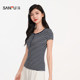 Sanfu ແມ່ຍິງ Summer Henley Collar ເສື້ອທີເຊີດແຂນສັ້ນຄົນອັບເດດ: ຄົນອັບເດດ: ງ່າຍດາຍ Casual Slim ດຽວທາງເທີງ 524694