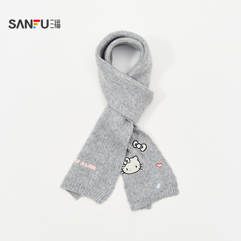 三福三丽鸥刺绣长巾围巾 清新甜美服饰配件配饰围脖848236,淘宝优惠券,粉丝福利购,淘宝优惠卷