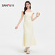 Sanfu Dress 2025 new summer French temperament pleated long skirt slim black skirt women's clothing