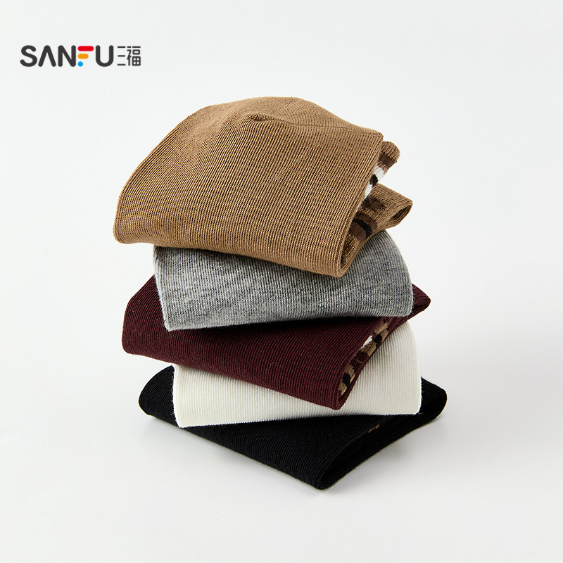 三福 女短筒单双装 运动风杠条豹纹柔软精梳棉女袜袜子850602,淘宝优惠券,粉丝福利购,淘宝优惠卷