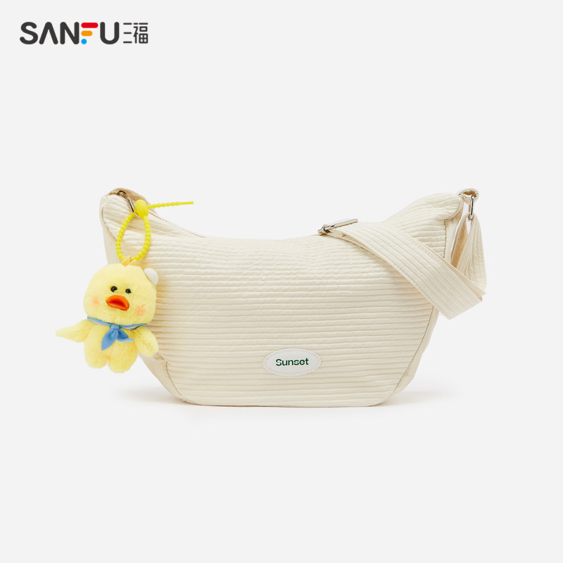 三福女2023简约休闲小鸭子斜挎包 三福服饰女士包袋