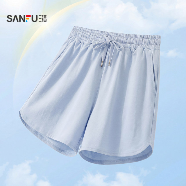 ໂສ້ງຂາສັ້ນ Sanfu 2026 ຄົນອັບເດດ: ລະດູຮ້ອນໃຫມ່ສໍາລັບຄົນຂະຫນາດນ້ອຍທີ່ຈະໃສ່ເປັນ outerwear elastic ແອວສູງ knitted pants ສໍາລັບແມ່ຍິງ