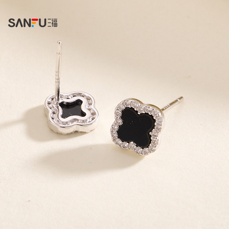 三福925银四叶草耳钉一对 优雅时尚首饰配饰耳环耳饰848458,淘宝优惠券,粉丝福利购,淘宝优惠卷