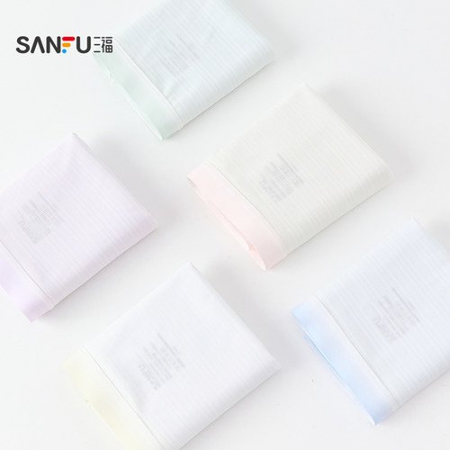 三福女中腰包臀内裤 渐变腰头印花格纹随意裁无痕半平角裤497778 - 图3