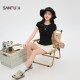 ໂສ້ງຂາສັ້ນ Sanfu 2026 ຄົນອັບເດດ: ລະດູຮ້ອນໃຫມ່ສໍາລັບຄົນຂະຫນາດນ້ອຍທີ່ຈະໃສ່ເປັນ outerwear elastic ແອວສູງ knitted pants ສໍາລັບແມ່ຍິງ