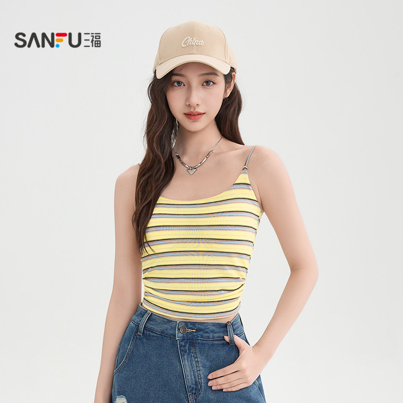 三福背心外穿2026新款春季带胸垫短款紧身内搭吊带上衣女装515085,淘宝优惠券,粉丝福利购,淘宝优惠卷