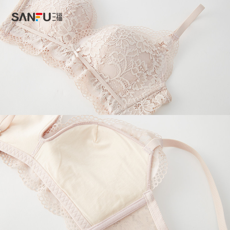 三福2022新款夏季小胸聚拢蕾丝文胸 三福服饰文胸