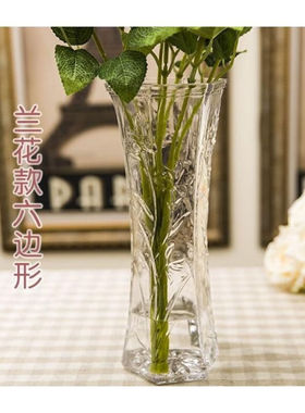 石子树欧式玻璃花瓶大号透明百合富贵竹插花瓶水培器客厅酒店装饰
