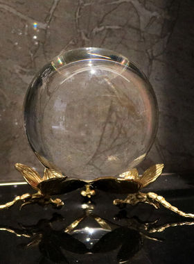 新巴莱水晶球铜摆件工艺品客厅电视柜轻奢简约风格软装办公室家居