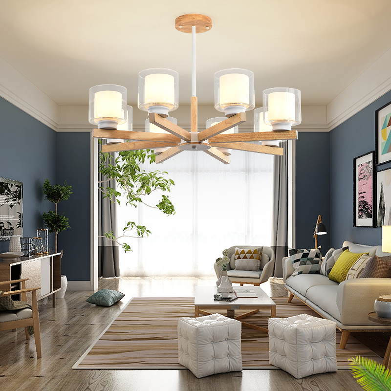 北欧木艺吊灯大气客厅餐厅灯具简约现代卧室灯饰包箱灯原木民宿灯,淘宝优惠券,粉丝福利购,淘宝优惠卷