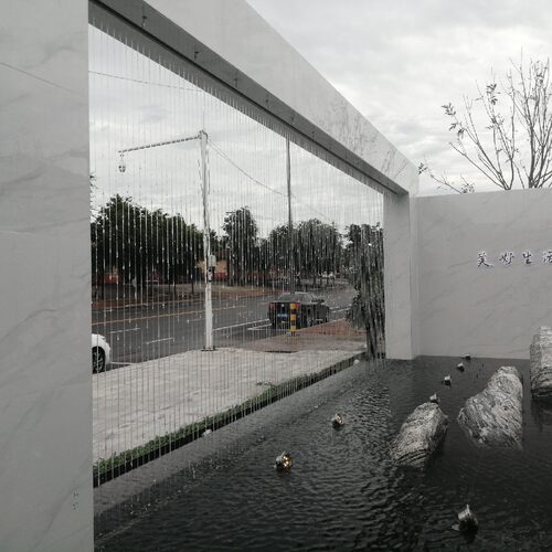 水幕墙流水帘拉线水幕光纤水帘观赏降温景观流水庭院水景圆形水幕 - 图2