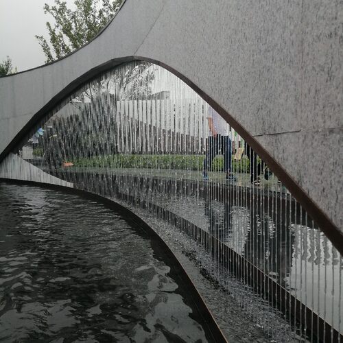 水幕墙流水帘拉线水幕光纤水帘观赏降温景观流水庭院水景圆形水幕 - 图3