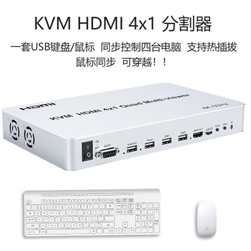 JLIOR高清HDMI4路画面分割器带KVM鼠标键盘USB同步器DNF游戏多4口 - 图0