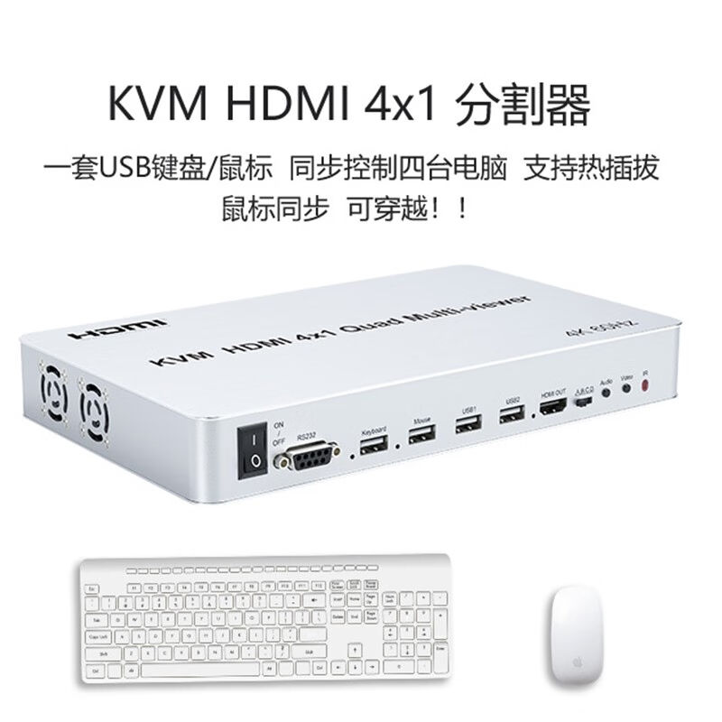 睿稳HDMI分屏器同步器一体机电脑显示屏幕4进1出4k四口画面分割器 - 图1