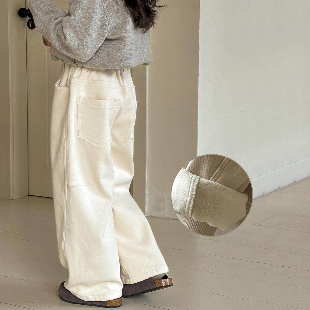 女童加绒裤子新款儿童白色加厚阔腿直筒裤冬季中大童一体绒牛仔裤,淘宝优惠券,粉丝福利购,淘宝优惠卷