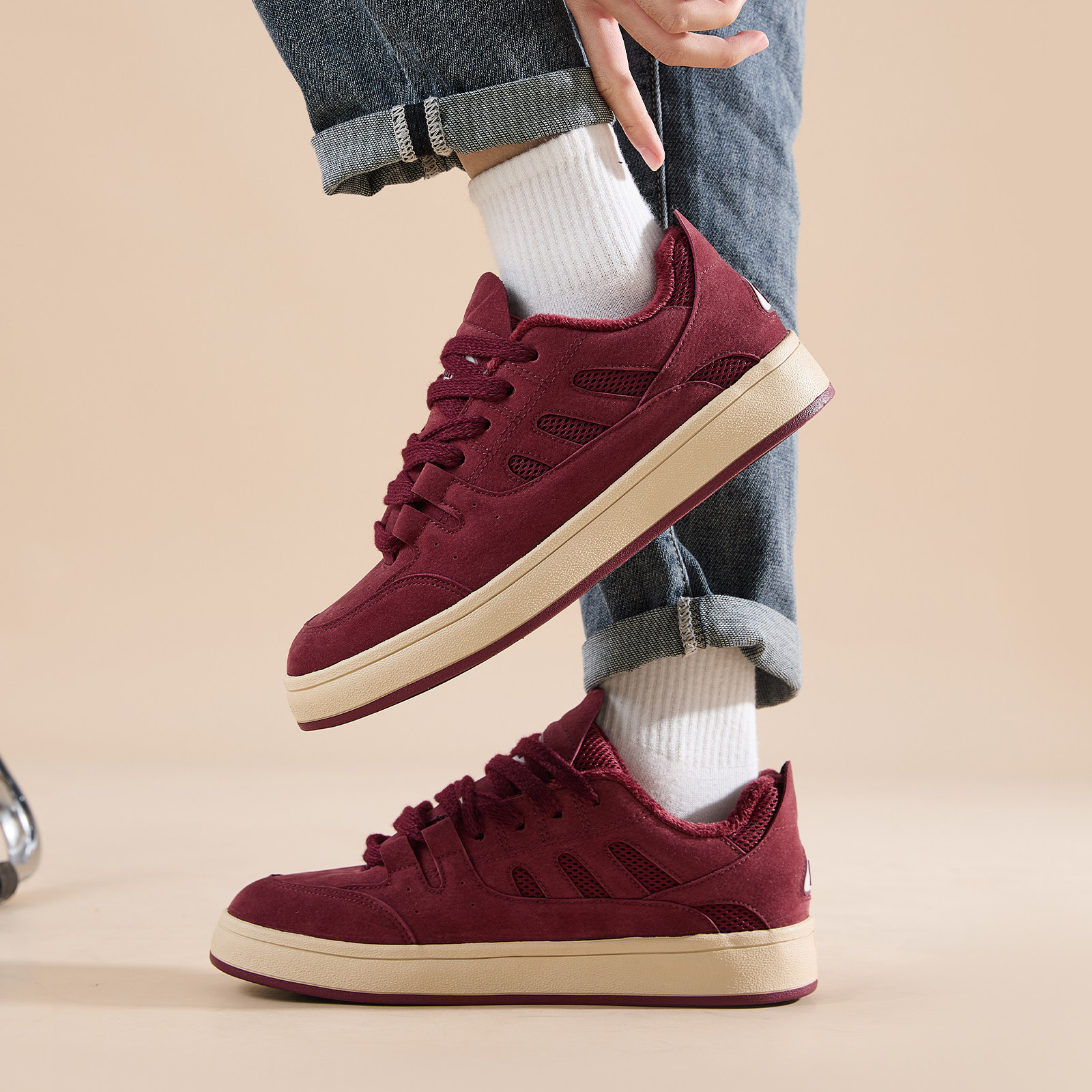 Semir鞋子男鞋2025秋冬季新款加绒红色面包鞋百搭潮流休闲板鞋男,淘宝优惠券,粉丝福利购,淘宝优惠卷