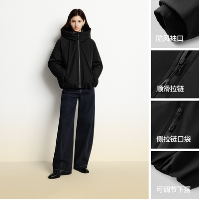 森马三防防风花苞轻薄羽绒服女