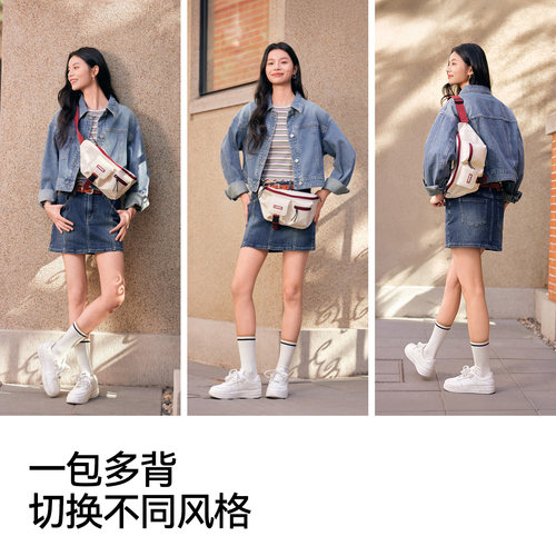 森马腰包男多口袋工装风胸包户外机车骑行斜挎包2025新款背包情侣 - 图2