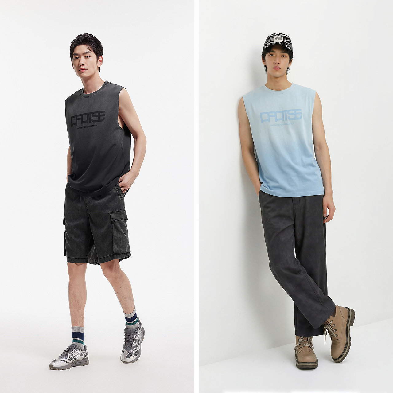 [商场同款]森马背心男纯棉印花坎肩2025夏季新款宽肩上衣渐变个性