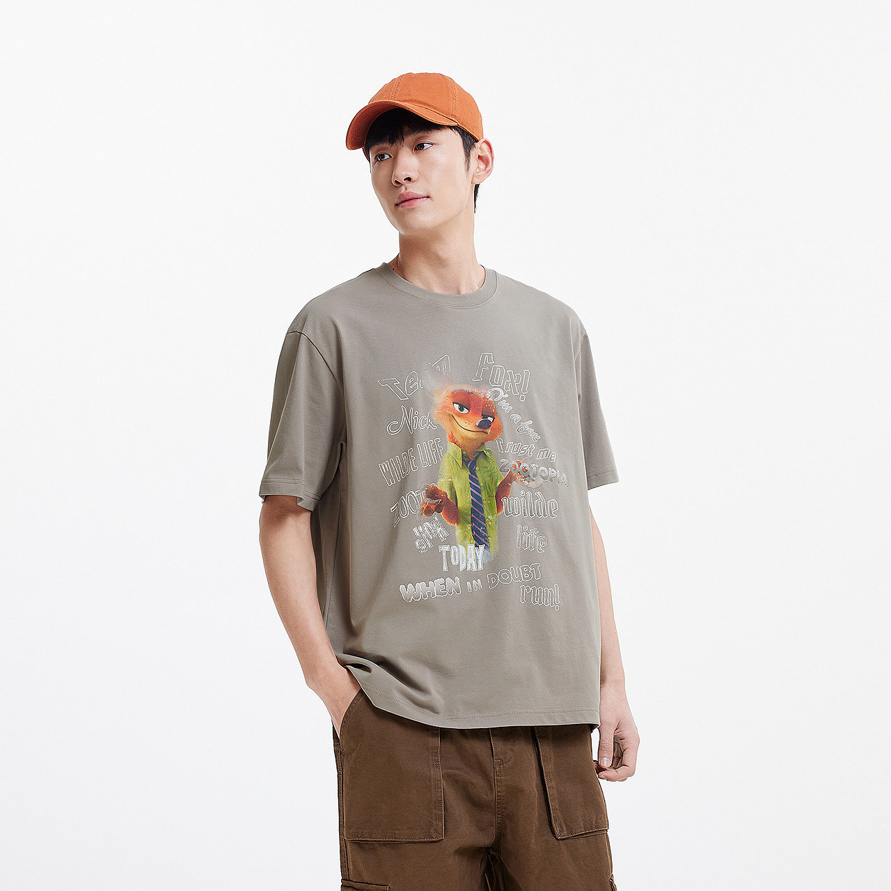 凉感T|森马疯狂动物城短袖T恤男夏季抑菌复古卡通印花宽松针织衫