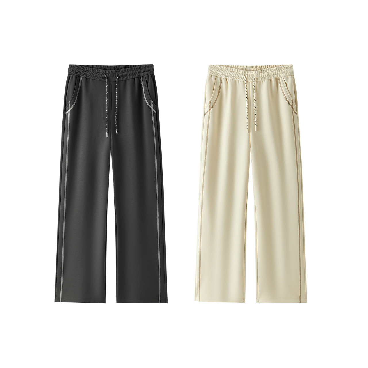 森马休闲裤女春季明线撞色宽松阔腿裤抽绳显腿长潮流时尚个性卫裤,淘宝优惠券,粉丝福利购,淘宝优惠卷