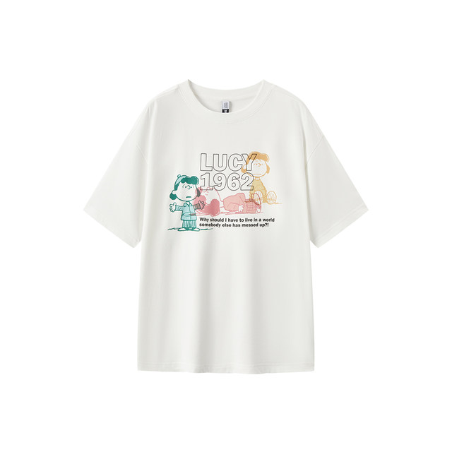 ຊຸດ Snoopy Semir ເສື້ອຍືດແຂນສັ້ນພິມອອກສໍາລັບແມ່ຍິງ