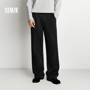 森马宽松垂感卫裤2025秋冬新款百搭加绒直筒裤潮流长裤男女同款