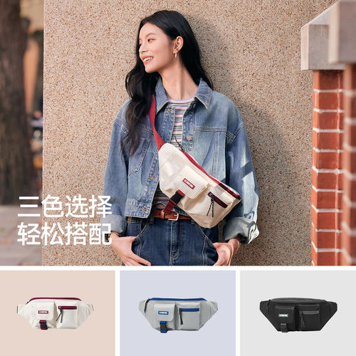森马腰包男多口袋工装风胸包户外机车骑行斜挎包2025新款背包情侣 - 图1