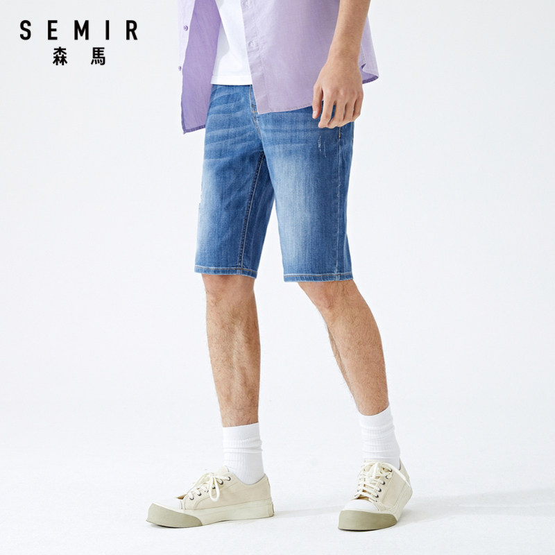 森马2020夏季新款牛仔男生破洞短裤 森马牛仔裤
