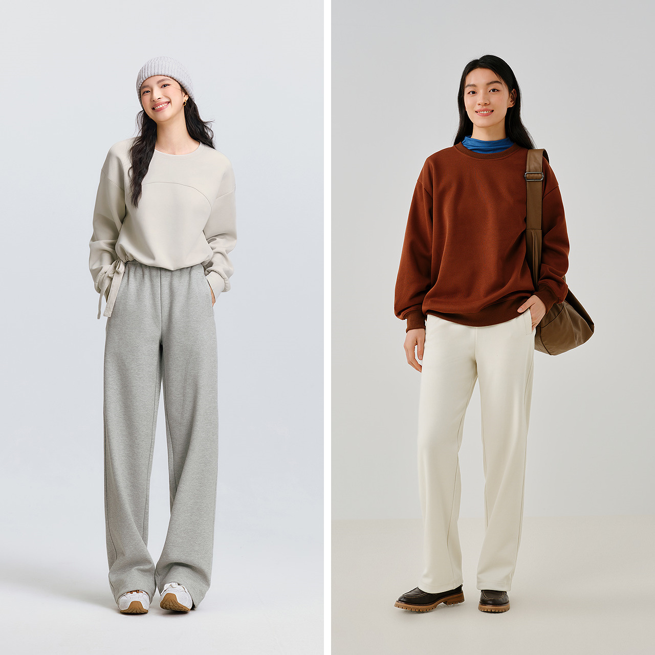 [商场同款]森马休闲裤女百搭阔腿裤2025新款春季抽绳卫裤ins潮流